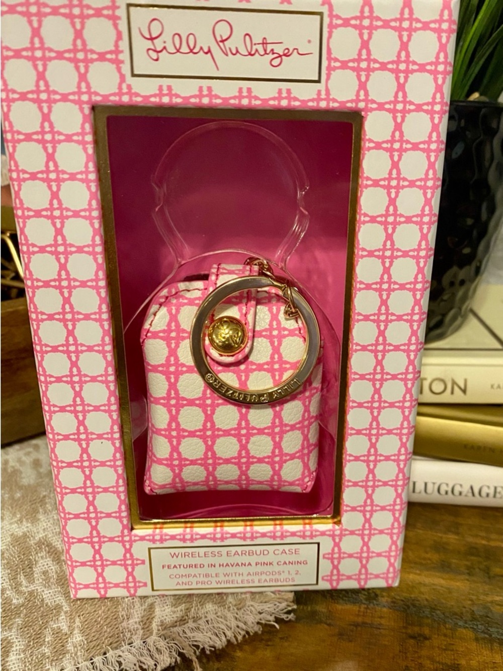 Lilly Pulitzer Pink and Cream Caning Wireless Earbud Case